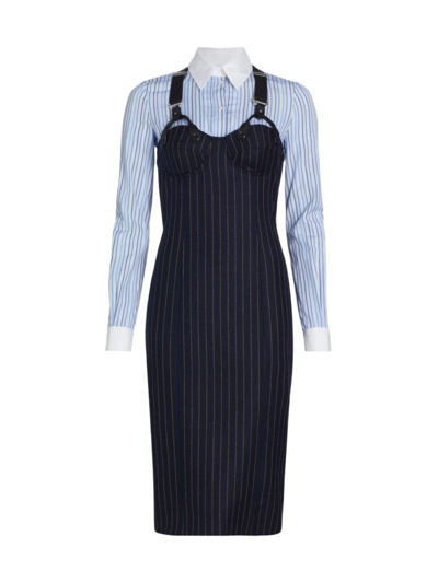 Shop Moschino Women's Layered Suspender Midi-dress In Fantasy Print Blue