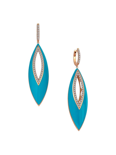 Shop Mevaris Women's Diamonds In Colours Ellipse 18k Rose Gold, Enamel & 0.51 Tcw Diamond Drop Earrings
