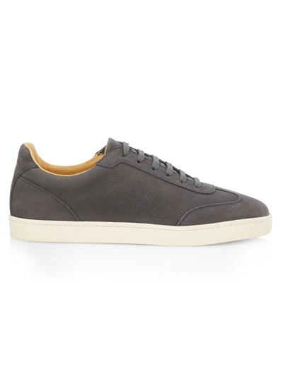 Shop Brunello Cucinelli Men's Leather Low-top Sneakers In Grey