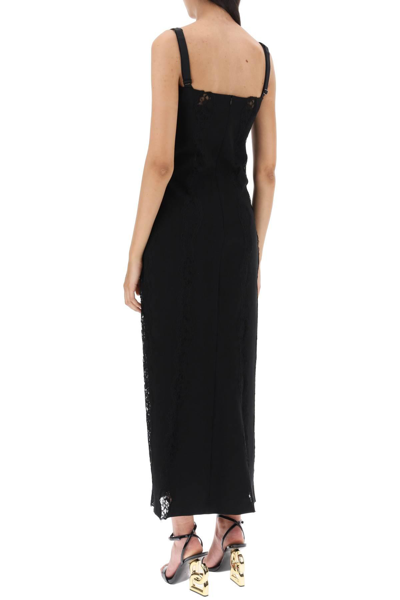 Shop Dolce & Gabbana Jersey And Lace Maxi Dress In Black