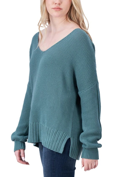 Shop Lucky Brand V-neck Pullover Sweater In Sea Pine