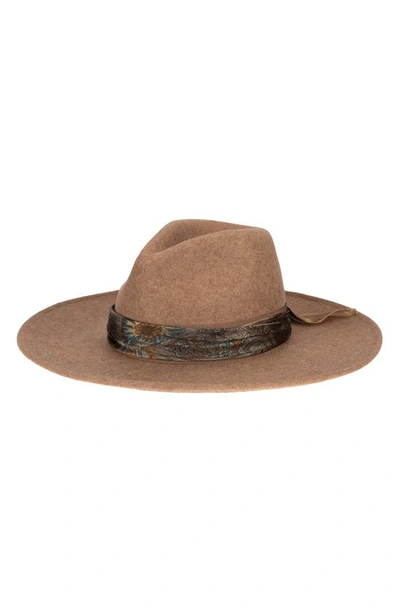 Shop San Diego Hat Cover Band Wool Fedora In Tan