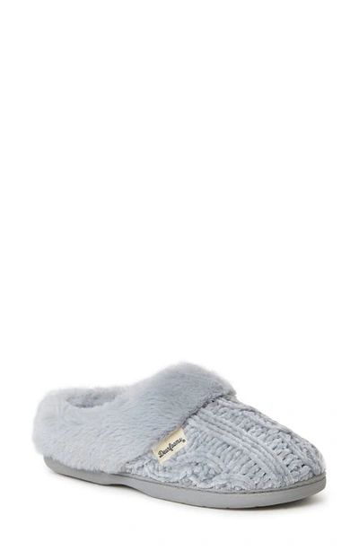 Shop Dearfoams Claire Faux Fur Trimmed Marled Chenille Knit Clog In Sleet