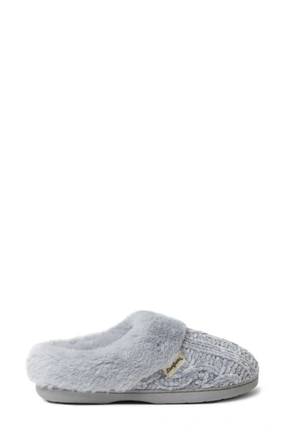 Shop Dearfoams Claire Faux Fur Trimmed Marled Chenille Knit Clog In Sleet
