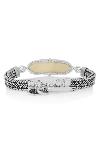 Shop Lois Hill 18k Gold & Sterling Silver Brown Diamond Id Bracelet In Gold/ Silver