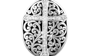 Shop Lois Hill Sterling Silver Diamond Cross Oval Pendant Necklace