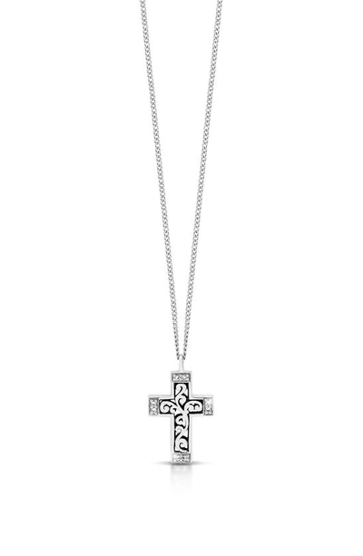 Lois Hill Sterling Silver Diamond Edge Cross Pendant Necklace In Silver