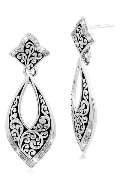 Shop Lois Hill Sterling Silver Diamond Open Bulb Drop Earrings