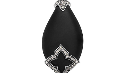 Shop Lois Hill Sterling Silver Black Onyx & Brown Diamond Teardrop Pendant Necklace In Charcoal Black/ Silver