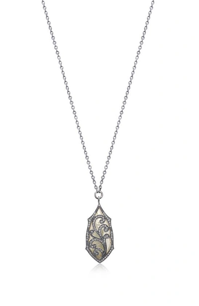 Shop Lois Hill 18k Gold & Sterling Silver Brown Diamond Swirl Pendant Necklace In Gold/ Silver