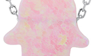Queen Jewels Opal Hamsa Pendant Necklace In Pink Opal/silver