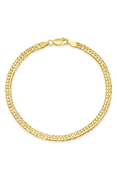 Shop Queen Jewels Sterling Silver Italian Miami Cuban Double Curb Chain Bracelet In Gold