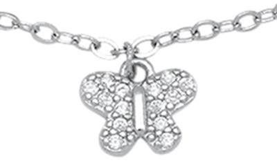 Queen Jewels Cz Butterfly Chain Bracelet In Silver