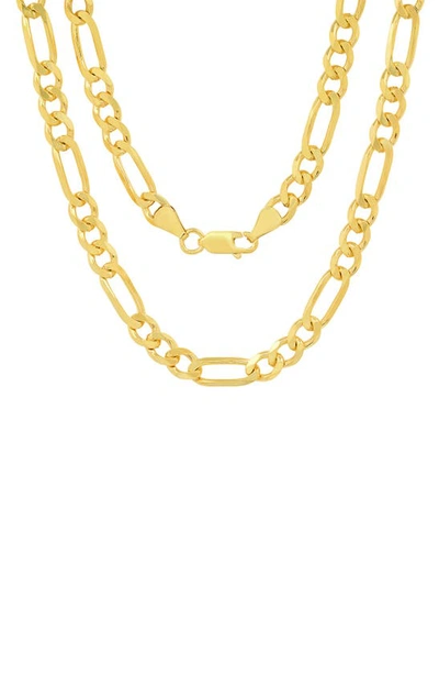 Shop Queen Jewels Sterling Silver Thick Italian Figaro Chain Necklace In Gold