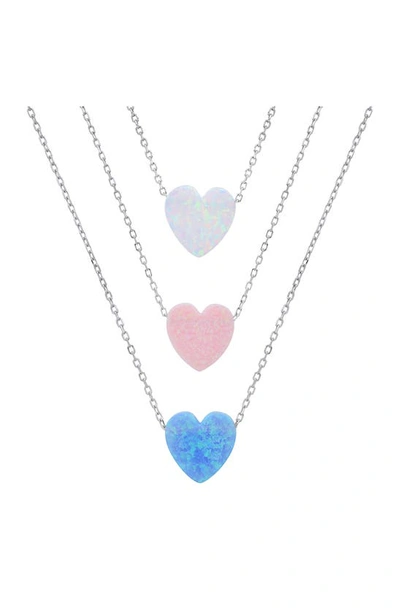 Queen Jewels Opal Heart Necklace In Pink Opal/silver