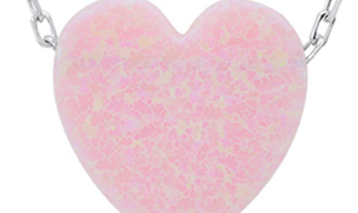 Queen Jewels Opal Heart Necklace In Pink Opal/silver