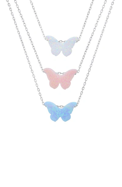 Queen Jewels Opal Butterfly Necklace In Pink Opal/silver
