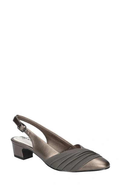Easy Street Bates Womens Faux Leather Dressy Slingback Heels In Pewter