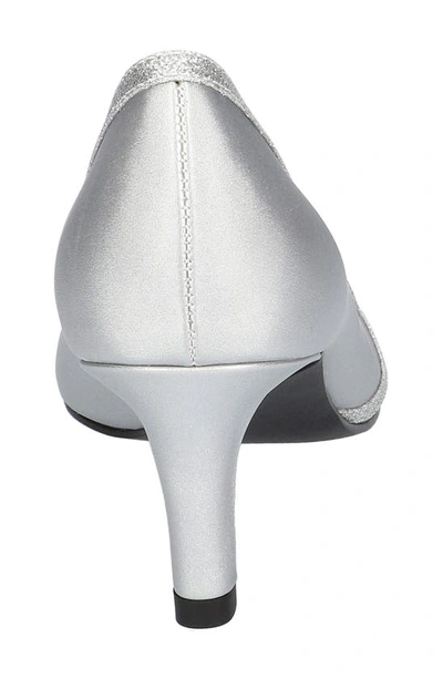 Easy Street Womens Leather Pointed Toe Kitten Heels In Silver Satin