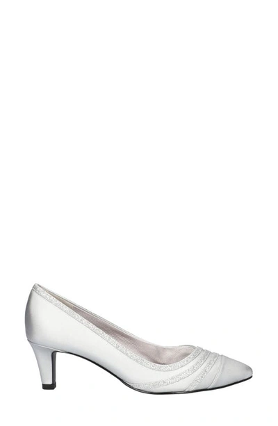 Easy Street Womens Leather Pointed Toe Kitten Heels In Silver Satin