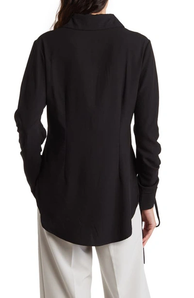 Patrizia Luca Ruched Sleeve Button-up Shirt In Black