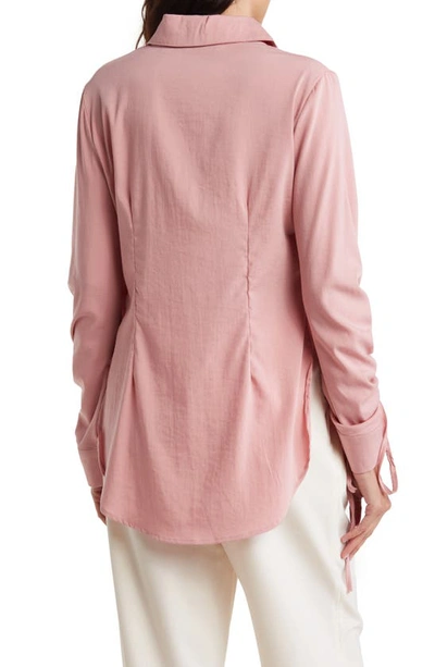 Patrizia Luca Ruched Sleeve Button-up Shirt In Pink