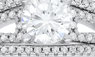 Queen Jewels Set Of 3 Sterling Silver Round Cubic Zirconia Solitaire & Pavé Band Rings In Silver