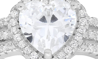 Queen Jewels Heart Cut Cz Ring In Silver