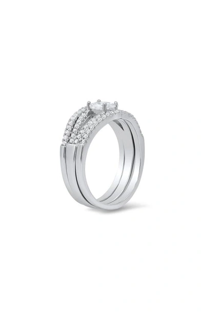 Shop Queen Jewels 3-piece Oval Cz Ring Set In Silver