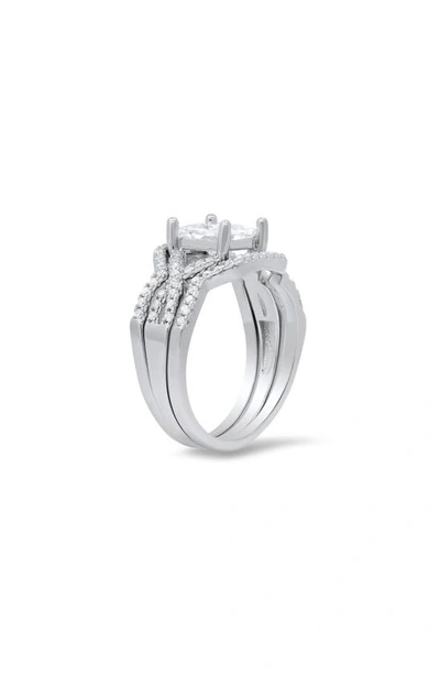 Shop Queen Jewels 3-piece Princess Cut Cz Ring Set In Silver