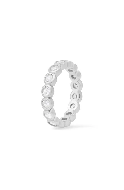 Queen Jewels Bezel Cubic Zirconia Eternity Band Ring In Silver