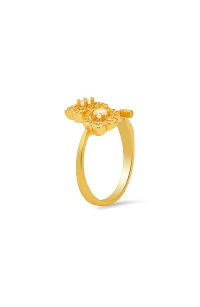 Shop Queen Jewels Flower Cz Ring In Gold