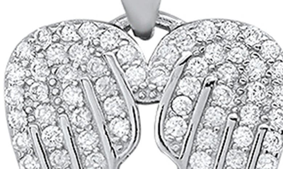 Shop Queen Jewels Angel Wings Cz Necklace In Silver