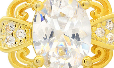 Shop Queen Jewels Filigree Cz Drop Earrings In Gold