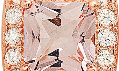Shop Queen Jewels Asscher Cubic Zircona Halo Stud Earrings In Rose Gold