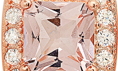 Queen Jewels Asscher Cubic Zircona Halo Stud Earrings In Rose Gold