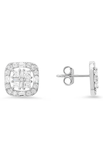 Shop Queen Jewels Cz Cluster Stud Earrings In Silver