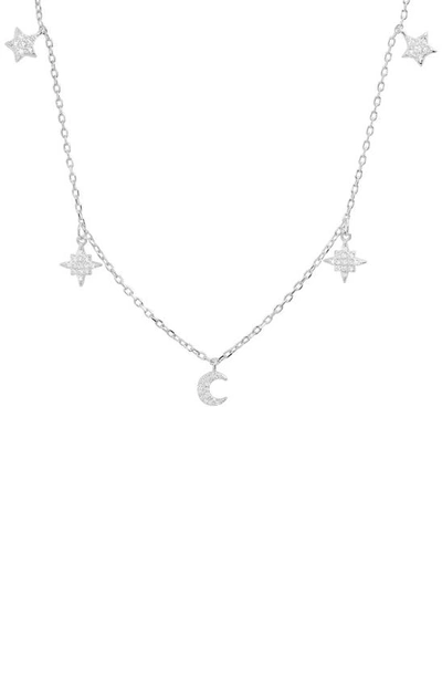 Shop Queen Jewels Celestial Cz Drop Necklace In Silver