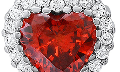 Queen Jewels Sterling Silver Cubic Zirconia Halo Birthstone Heart Drop Earrings In Garnet/silver - January