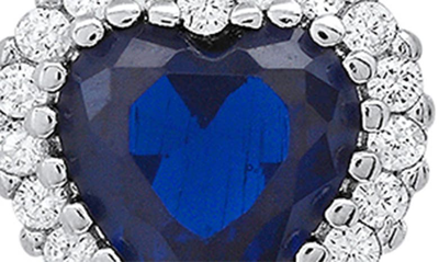 Queen Jewels Sterling Silver Cubic Zirconia Halo Birthstone Heart Drop Earrings In Sapphire/silver - September