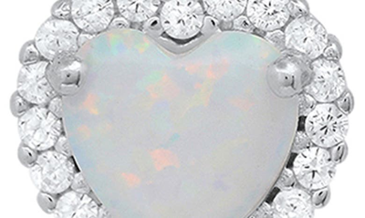 Queen Jewels Sterling Silver Cubic Zirconia Halo Birthstone Heart Drop Earrings In Opal/silver - October