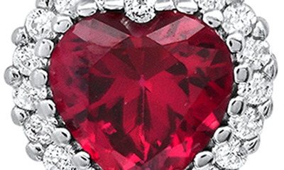 Queen Jewels Sterling Silver Cubic Zirconia Halo Birthstone Heart Drop Earrings In Ruby/silver - July