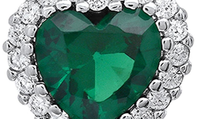 Queen Jewels Sterling Silver Cubic Zirconia Halo Birthstone Heart Drop Earrings In Emerald/silver - May