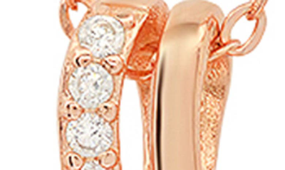 Queen Jewels Cz Heart Cross Pendant Necklace In Rose Gold