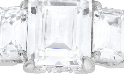 Queen Jewels 3-stone Cz Emerald Cut Ring In Silver