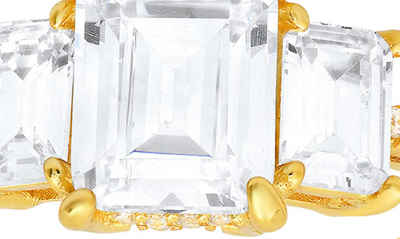 Queen Jewels 3-stone Cz Emerald Cut Ring In Gold
