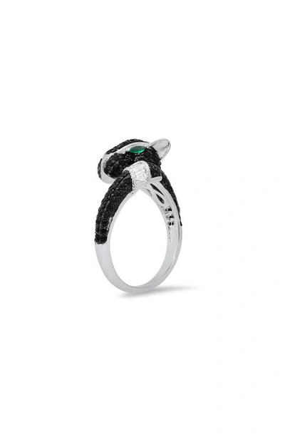 Queen Jewels Sterling Silver Pavé Cubic Zirconia Panther Bypass Ring In Silver