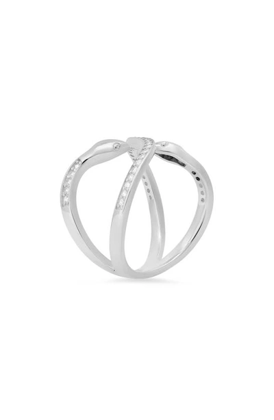 Queen Jewels Sterling Silver Cubic Zirconia Snake Crossover Ring In Silver