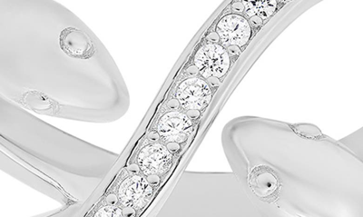 Queen Jewels Sterling Silver Cubic Zirconia Snake Crossover Ring In Silver