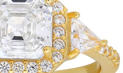 Shop Queen Jewels Asscher Cut Cubic Zirconia Ring In Gold
